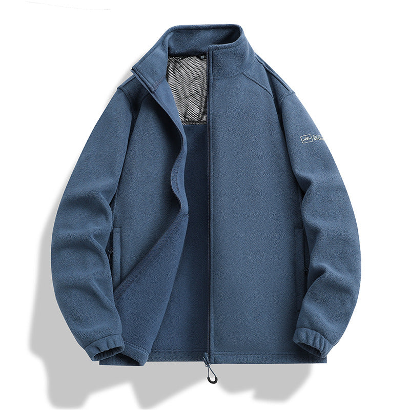 Men's fleece jacket with stand-up collar, wind-resistant microfleece and zippered pockets Mune Fashion