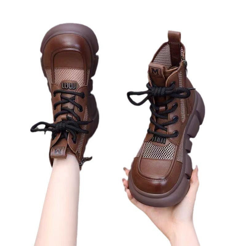 Women’s Sporty High-Top Sneakers with Breathable Mesh and Chunky Sole Mune Fashion