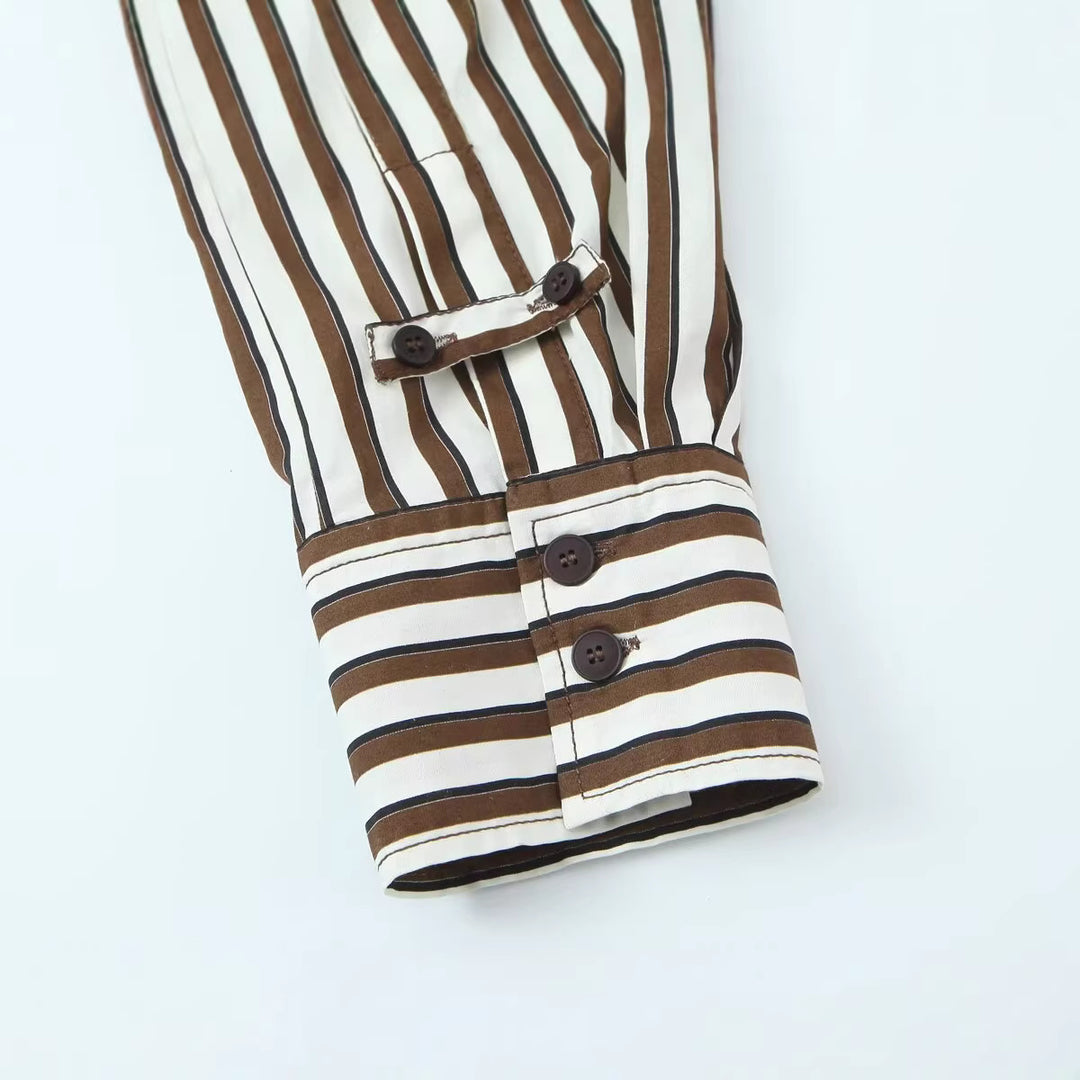 Women's Striped Oversized Transitional Jacket with Stand-up Collar and Patch Breast Pocket Mune Fashion