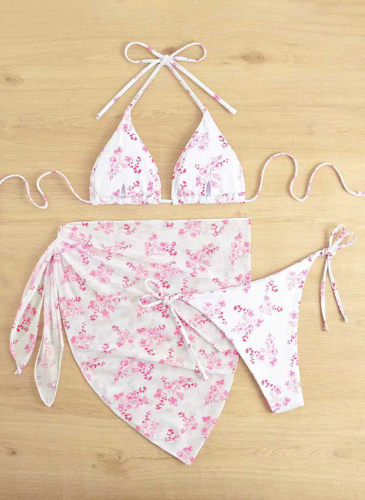 Women Bikini Set with Floral Wrap Skirt Mune Fashion