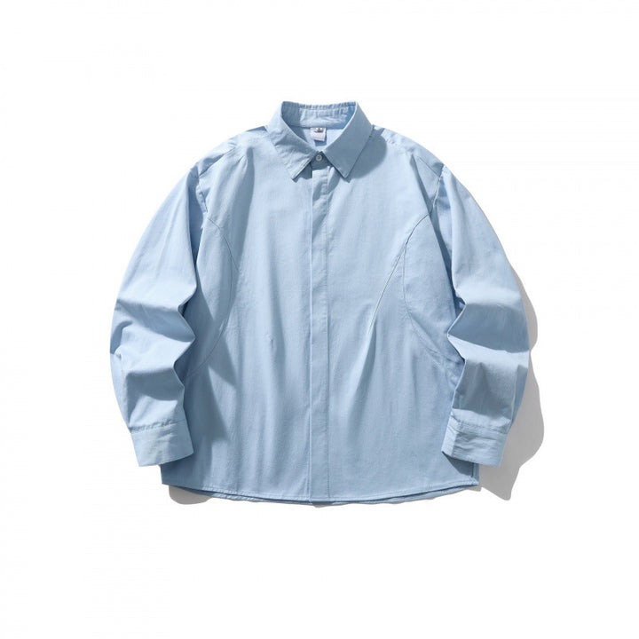 Unisex Oversized Shirt Jacket with concealed button placket, boxy silhouette and rounded hem Mune Fashion