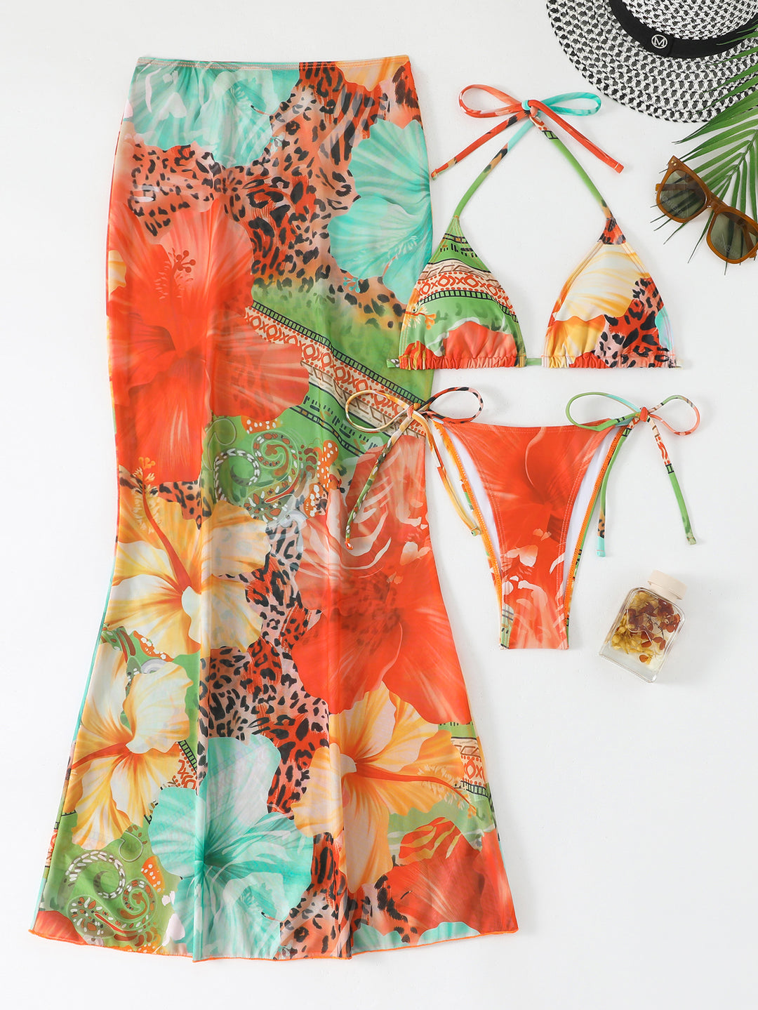 Women's Beach Dress with Blooming Bikini Set Mune Fashion