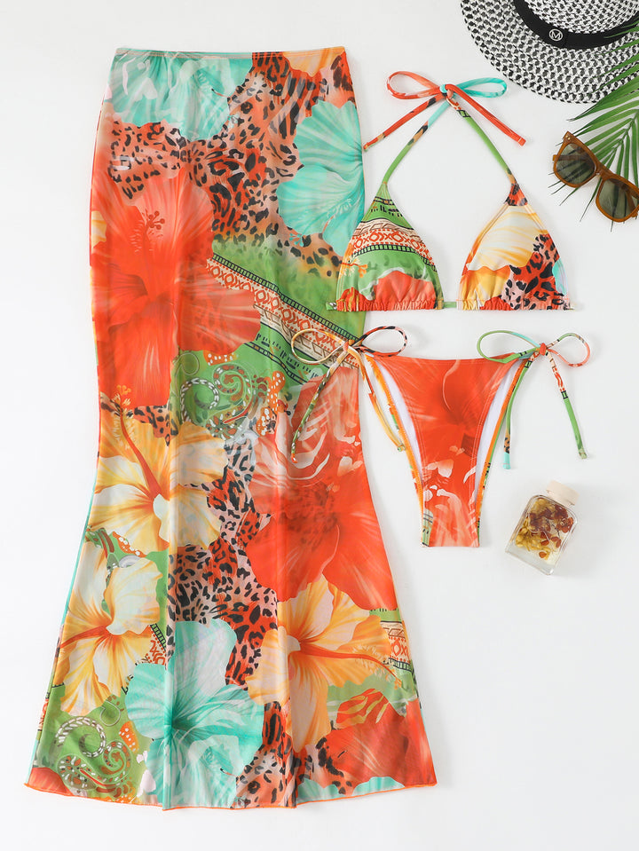 Women's Beach Dress with Blooming Bikini Set Mune Fashion