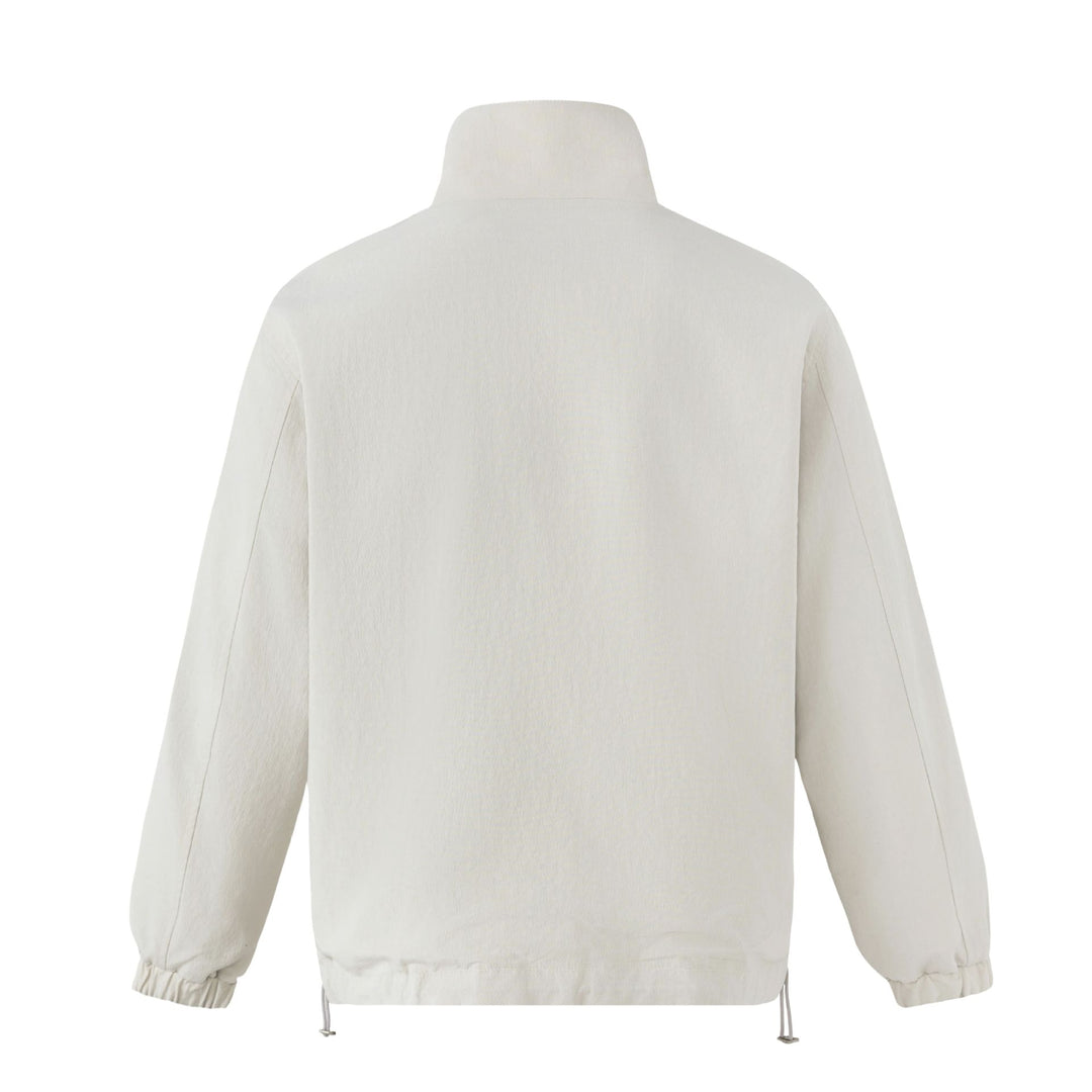 Unisex Short Cut Structured Boxy Blouson Jacket with High Stand Collar and Snap Flap Pockets Mune Fashion