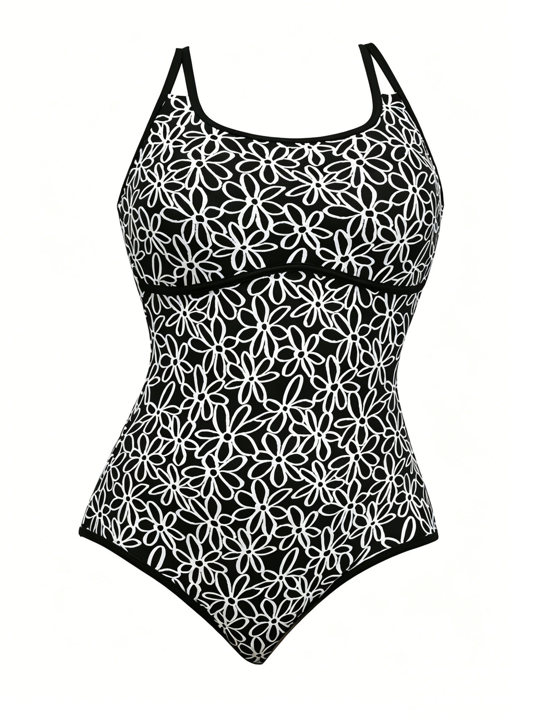 Women's Sporty One-Piece Swimsuit with Floral Pattern Mune Fashion