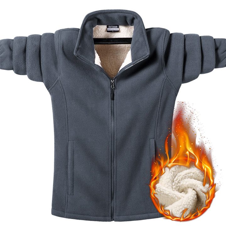 Women's fleece jacket with teddy lining, full-length zipper and high stand-up collar Mune Fashion