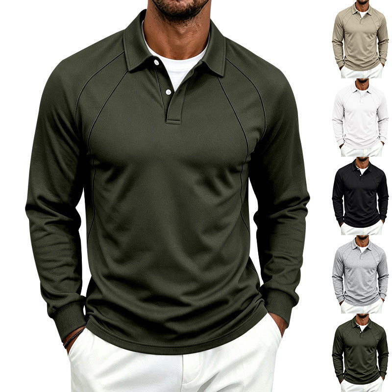 Men's long sleeve polo made of fine cotton blend with raglan seams and ribbed cuffs Mune Fashion