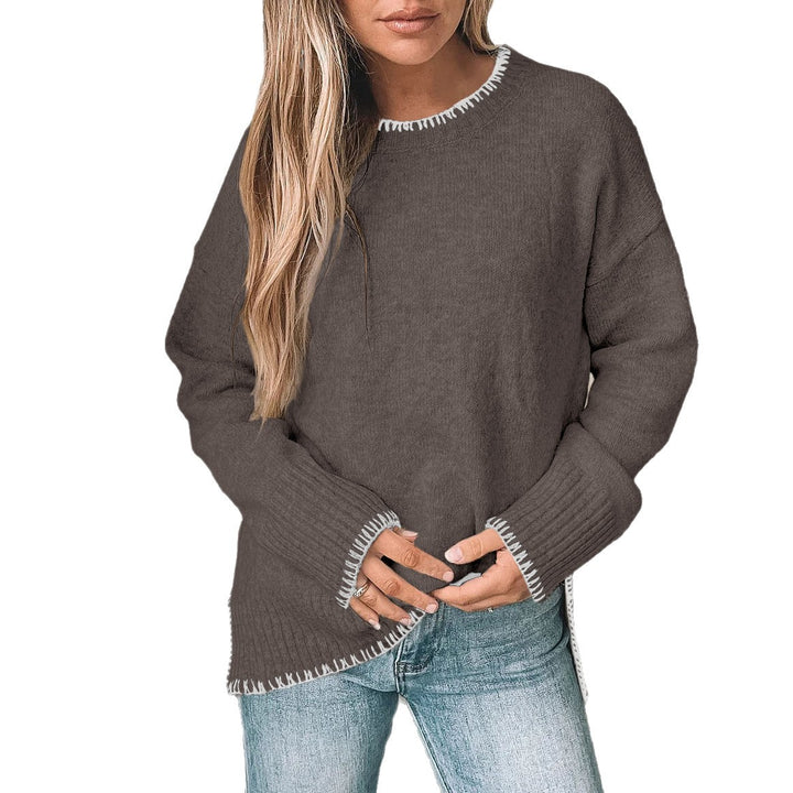Women's Casual Knit Sweater with Rib Details Mune Fashion