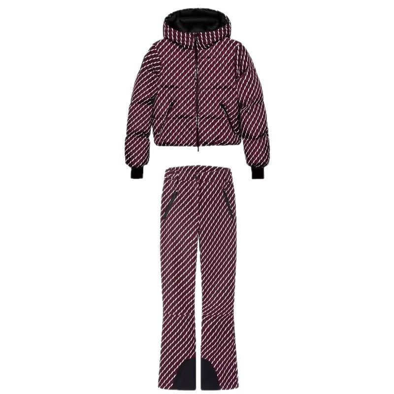 Women's Patterned Stretch Jogging Pants with Flared Leg, Elastic Drawstring Waistband and Zipper Pockets Mune Fashion