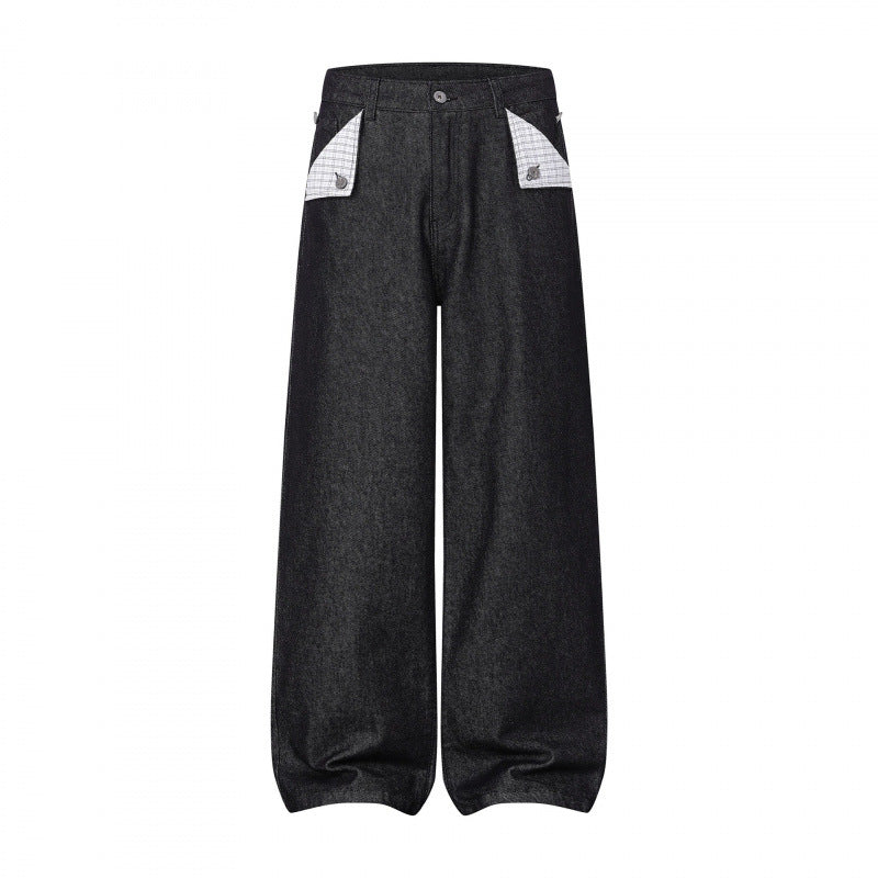 Ladies Wide Balloon Jeans with High Waist, Contrasting Flap Pockets and Balloon-Shaped Hem Mune Fashion