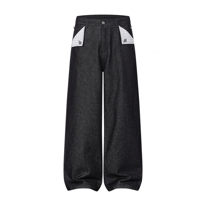 Ladies Wide Balloon Jeans with High Waist, Contrasting Flap Pockets and Balloon-Shaped Hem Mune Fashion