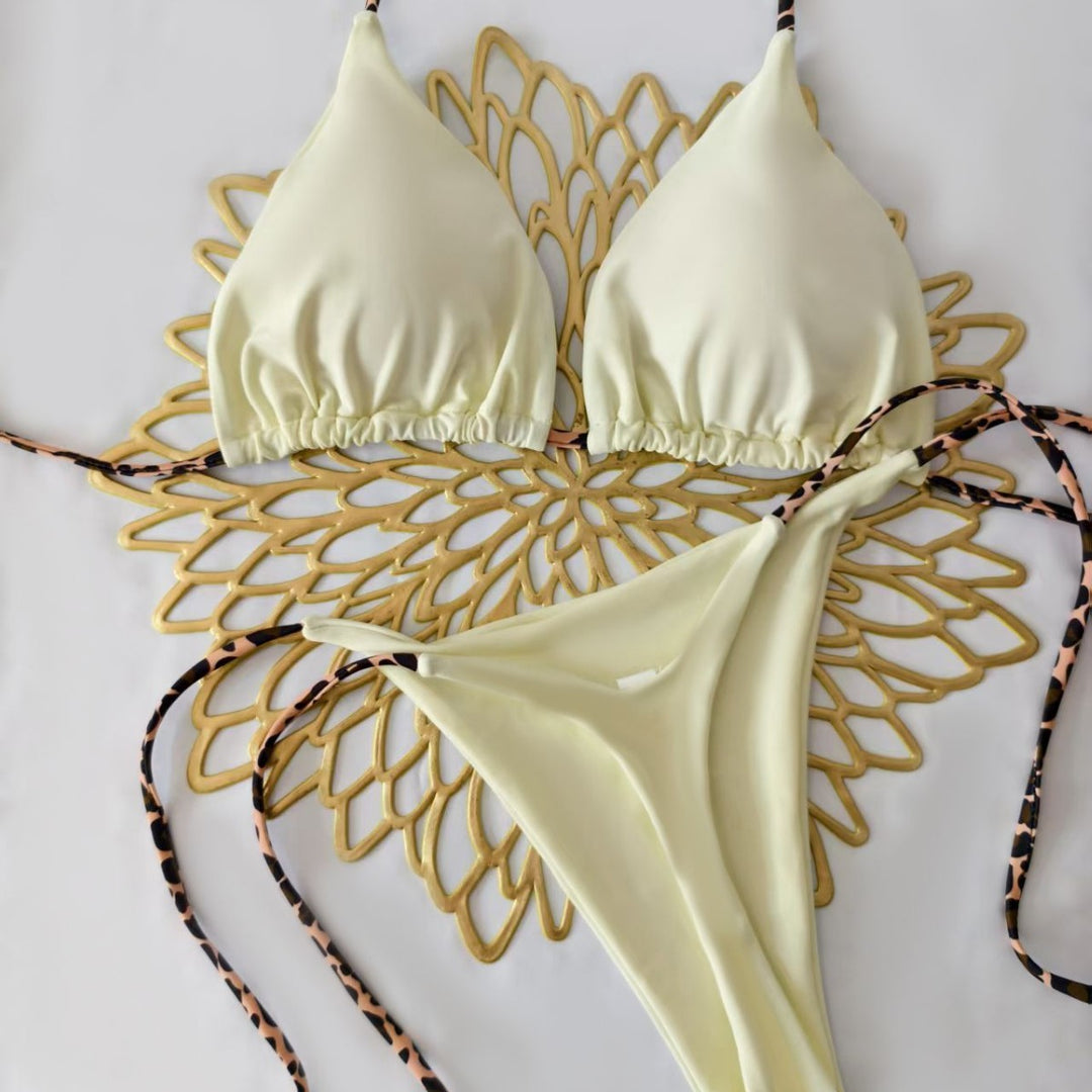 Women's bikini set with trendy animal print and fashionable bow detail Mune Fashion