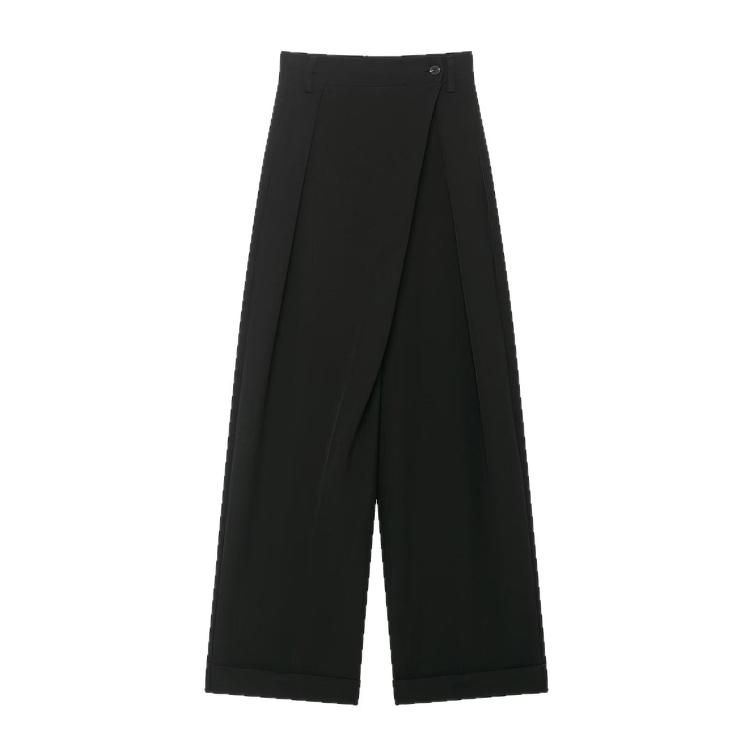 Women's Culotte Pants with Wrap Front and Wide Leg Mune Fashion