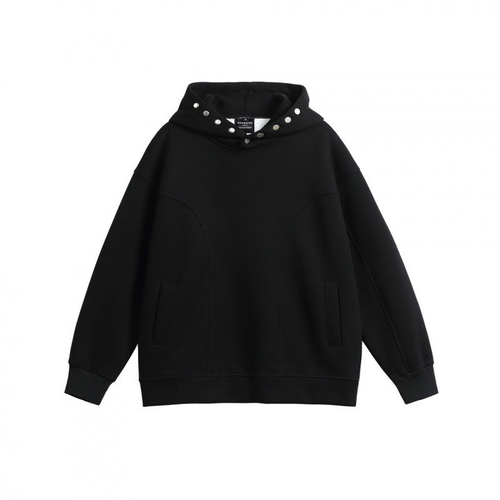 Unisex Oversize Hoodie made of mélange cotton blend with stud embellishments and seam details Mune Fashion