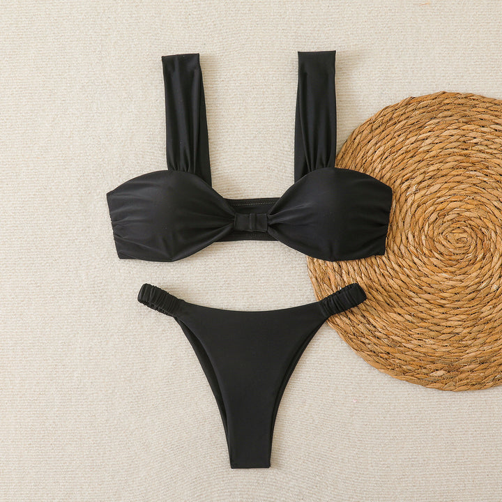 Women's bandeau bikini with wide straps and decorative bow element Mune Fashion
