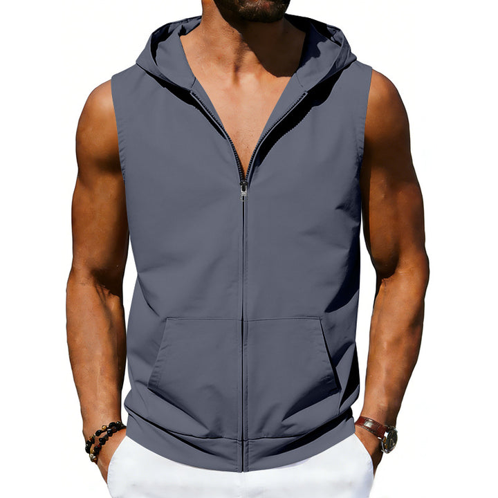 Men's sleeveless hooded vest with full zip and kangaroo pocket Mune Fashion