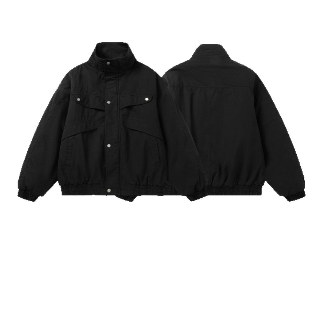 Unisex Boxy Field Jacket with high standing collar and utility pockets Mune Fashion