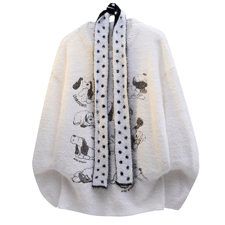 Women Chunky Knit Sweater with Animal Motif Mune Fashion