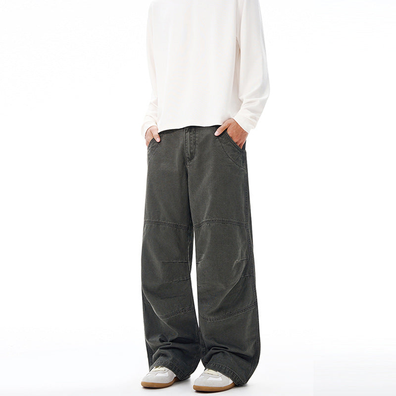 Men's Wide Panel Baggy Trousers made of Cotton Twill with Knee Inserts Mune Fashion