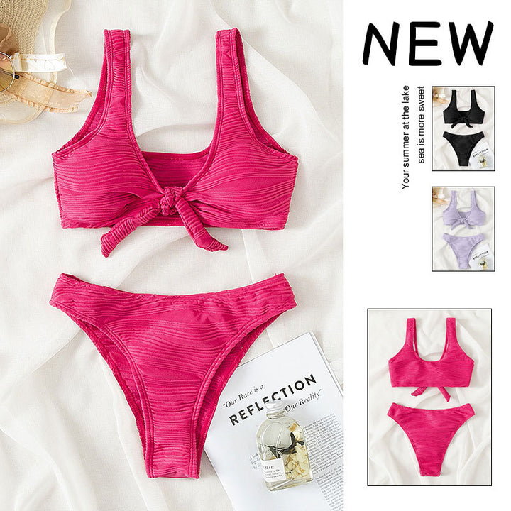 Women's bandeau bikini with sophisticated knot design and high leg cut Mune Fashion