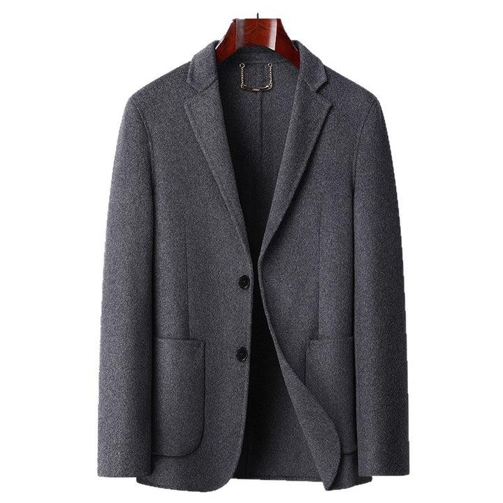 Men's Single-Breasted Wool Blend Blazer with Flap Pockets and Slim Silhouette Mune Fashion