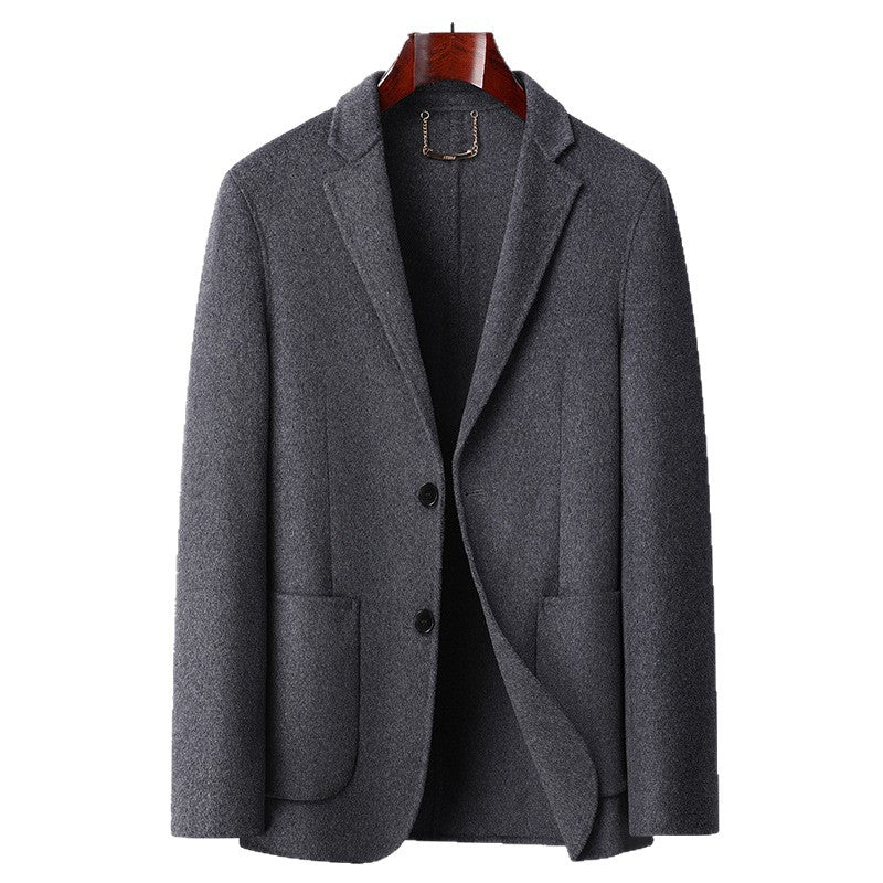 Men's Single-Breasted Wool Blend Jacket with Patch Pockets and Light Thermal Lining Mune Fashion