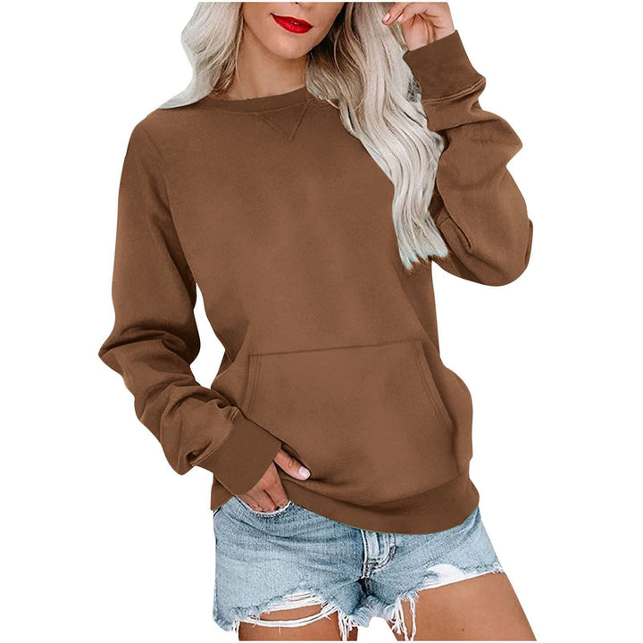 Women's Loose Sweatshirt with Round Neckline and Kangaroo Pocket Mune Fashion