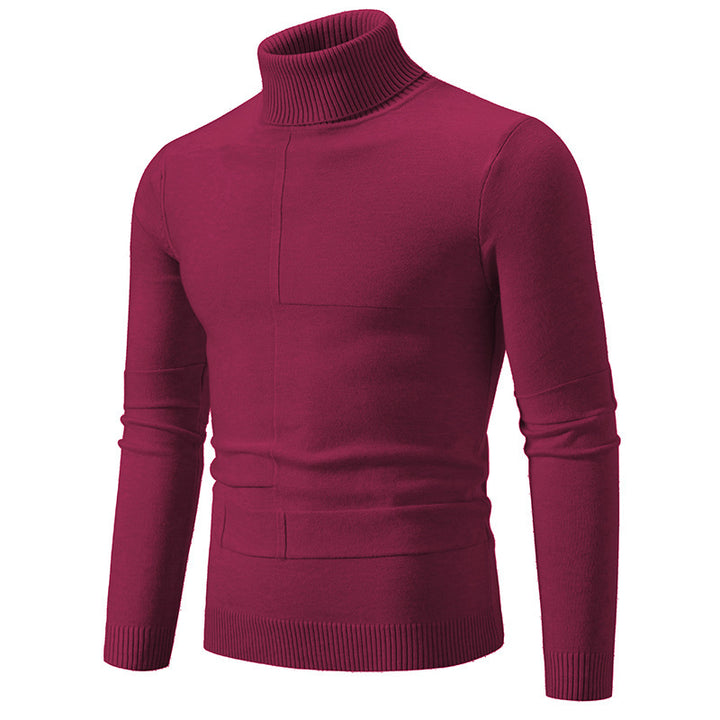 Men's fine turtleneck sweater with textured seams, slim-fit and ribbed cuffs Mune Fashion