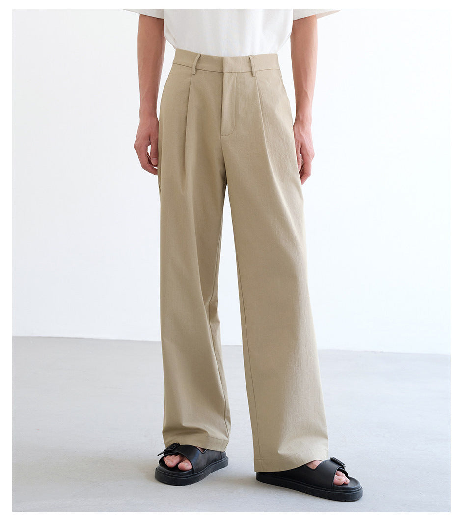 Men's wide high-waisted pleated trousers made of cotton blend Mune Fashion
