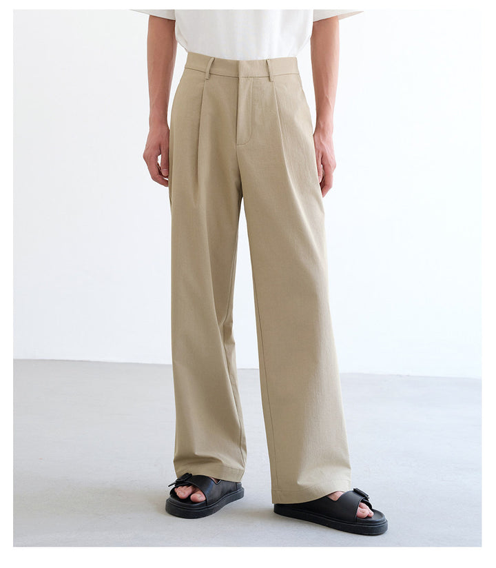 Men's wide high-waisted pleated trousers made of cotton blend Mune Fashion