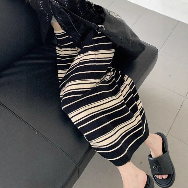Ladies Long Striped Maxi Skirt Mune Fashion