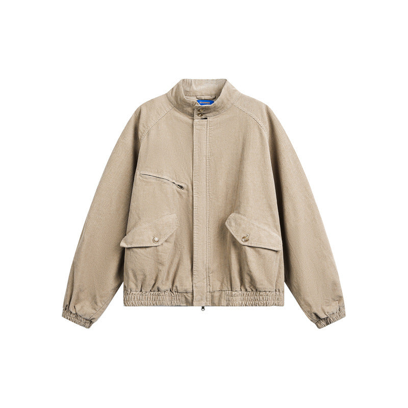 Unisex cord jacket in a casual boxy cut with a stand-up collar and functional flap pockets Mune Fashion