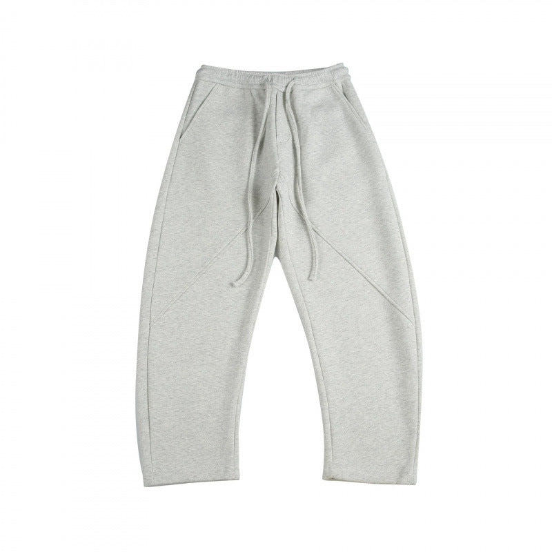 Unisex Wide Tech Jogging Pants with Diagonal Seam Design, Elastic Waistband and Drawstring Mune Fashion