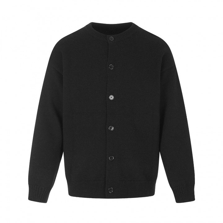 Unisex Boxy Knit Cardigan with Round Neckline and Full Button Placket Mune Fashion