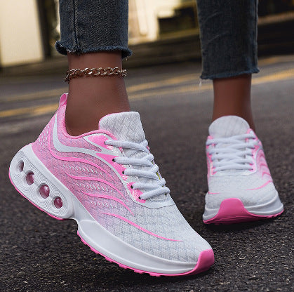 Ladies' nano sporty knitted running shoes with ventilated air chamber sole and ergonomic rolling sole Mune Fashion