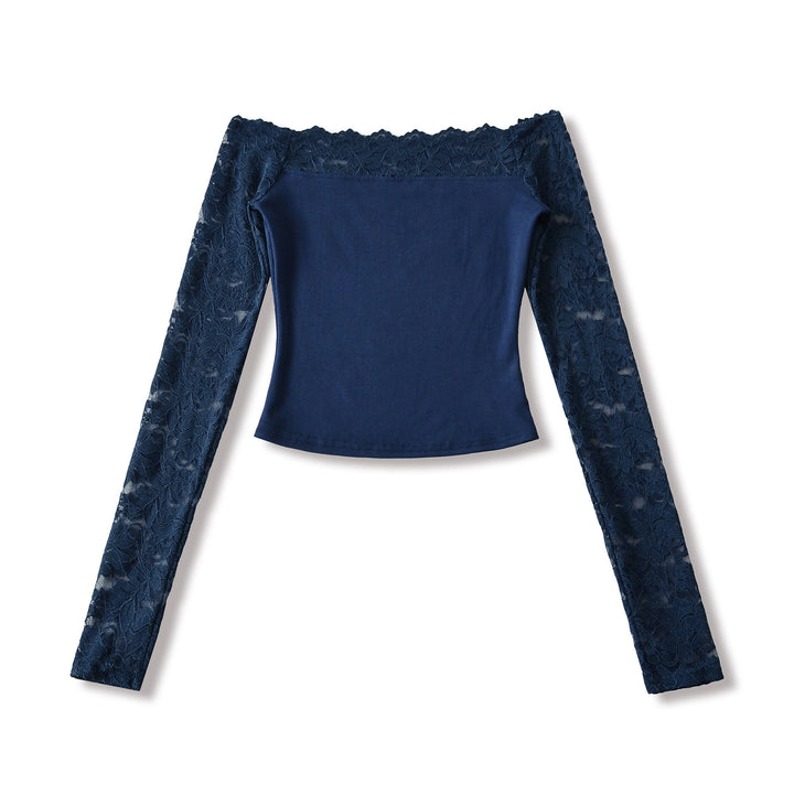 Ladies Carmen top with lace sleeves and off-the-shoulder cut Mune Fashion