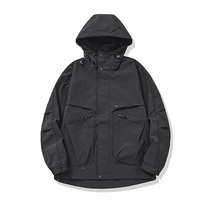 Unisex Technical Utility Field Jacket with Hood and Multiple Zipper Pockets Mune Fashion