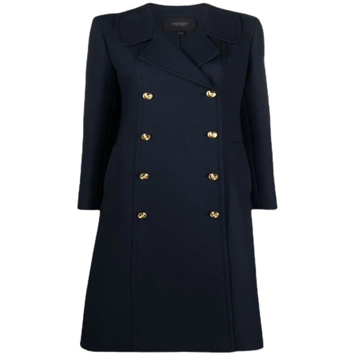 Women's Tailored A-Line Coat with Double Breasted and Distinctive Metal Buttons Mune Fashion
