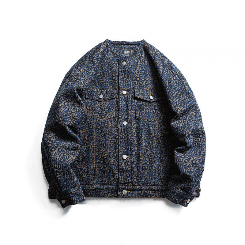Men's Round Neck Denim Jacket in Boxy Cut with Contrast Stitching and Flap Pockets Mune Fashion