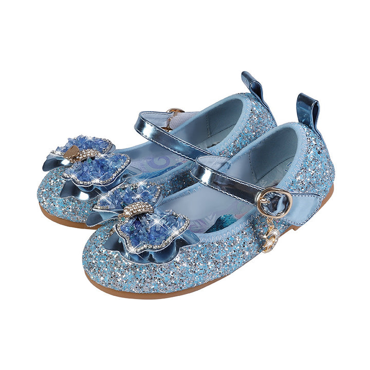 Girls Glitter Ballerinas with Decorative Flower Application Mune Fashion