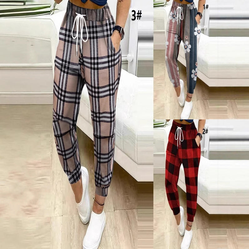 Women's Patterned Relax Jogging Pants with Drawstring, Side Pockets, and Elastic Cuffs Mune Fashion