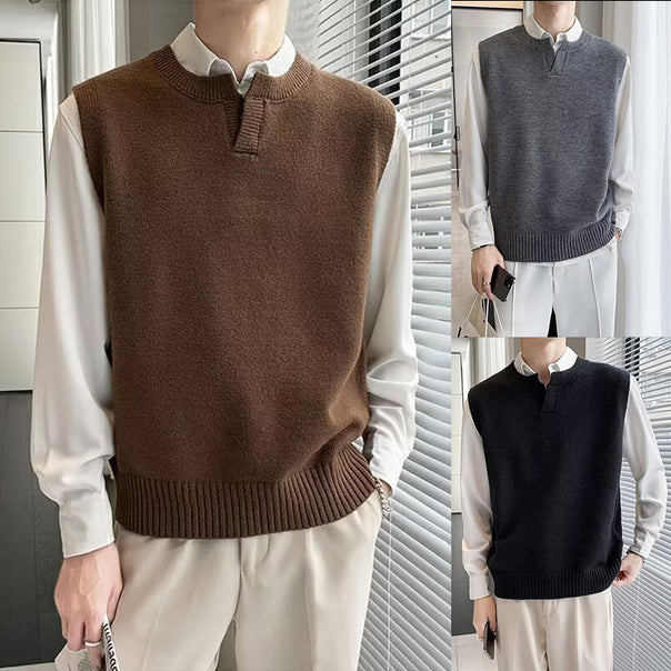Men's Modern Chunky Knit Sleeveless Sweater Mune Fashion