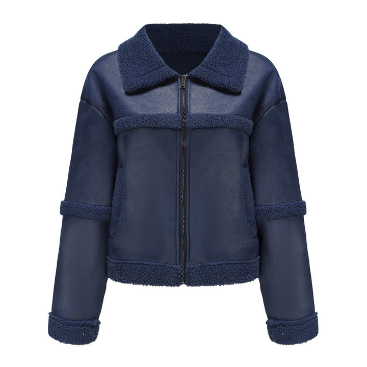 Women's short teddy jacket in aviator style with zipper Mune Fashion