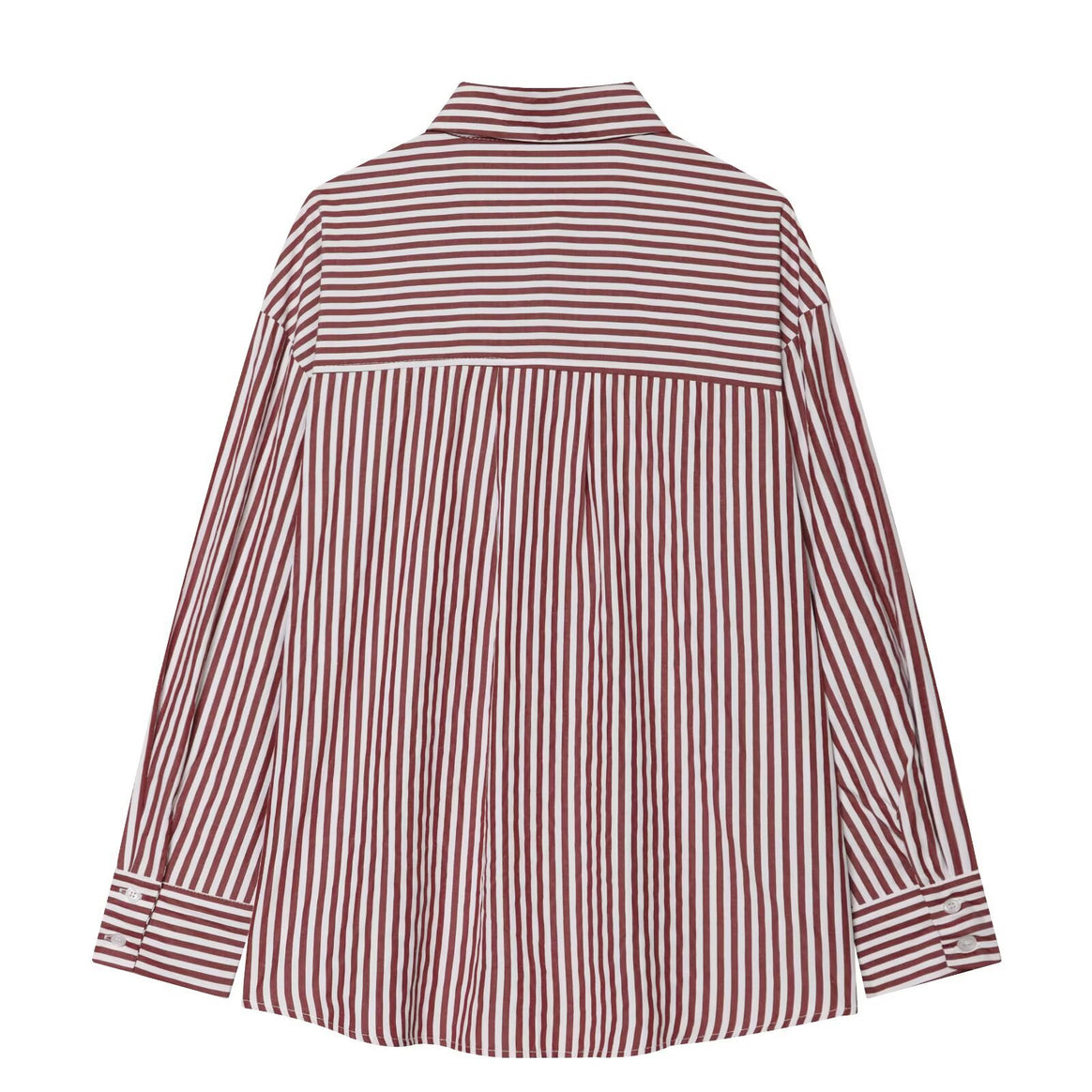Women's Oversize Striped Shirt Blouse with Dropped Shoulder and Extended Hem Mune Fashion