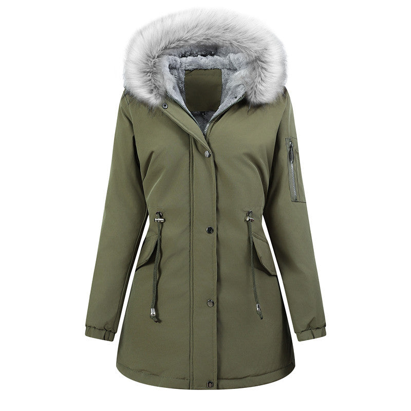 Women’s Thermo Parka with Sherpa Lining, Faux Fur Hood and Tailored Drawstring Mune Fashion