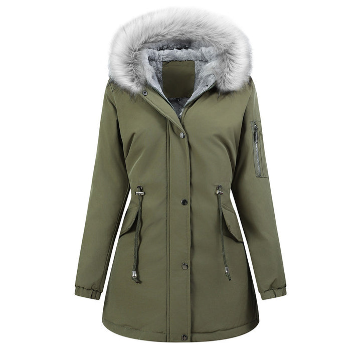 Women’s Thermo Parka with Sherpa Lining, Faux Fur Hood and Tailored Drawstring Mune Fashion