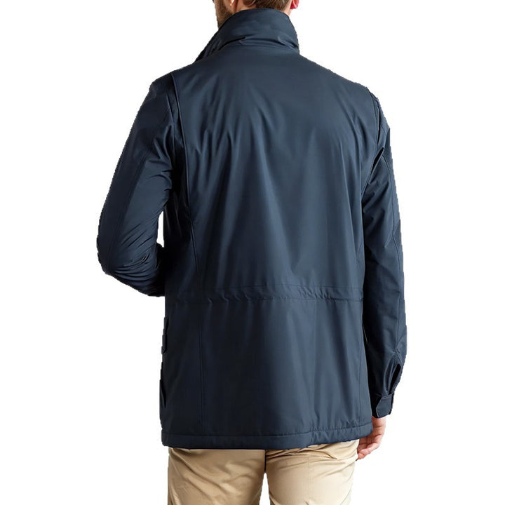 Men's utility field jacket with concealed zipper, snap button placket, and multifunctional pockets Mune Fashion