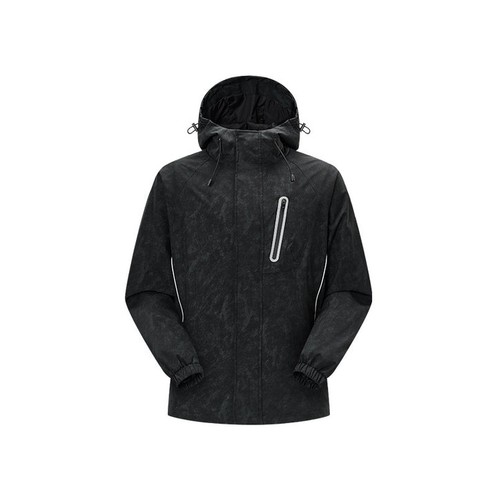 Men's technical rain jacket with hood, waterproof material and chest zipper Mune Fashion