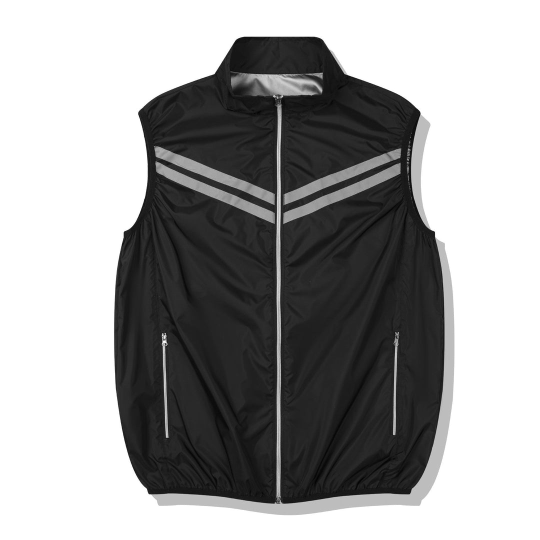 Men's lightweight short sleeve vest with stand-up collar, water-repellent nylon blend and zippered pockets Mune Fashion