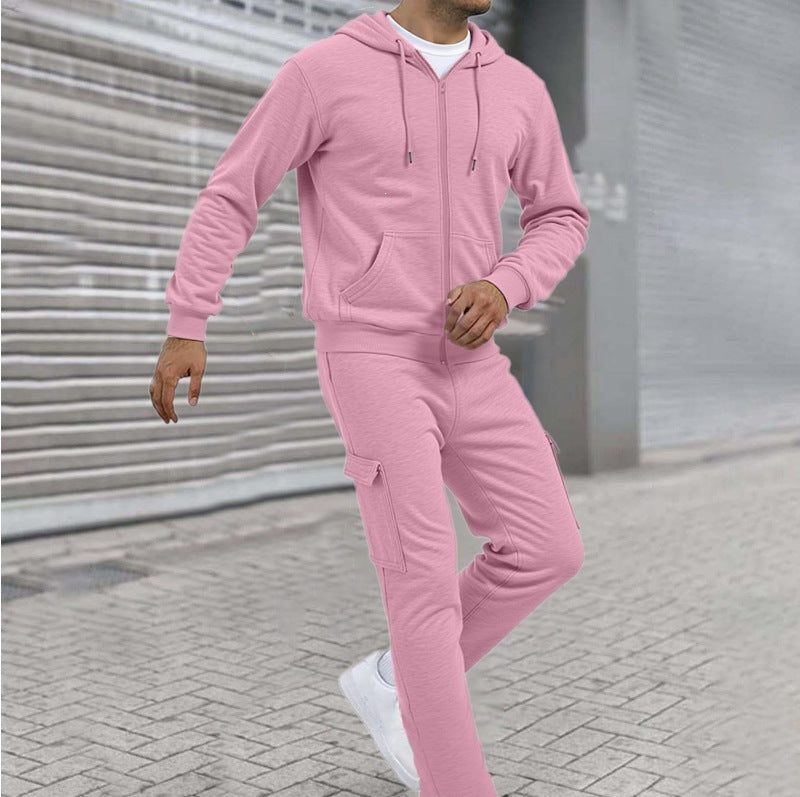 Men's sporty zip sweat set with cargo joggers, ergonomic seams, and ribbed cuffs Mune Fashion